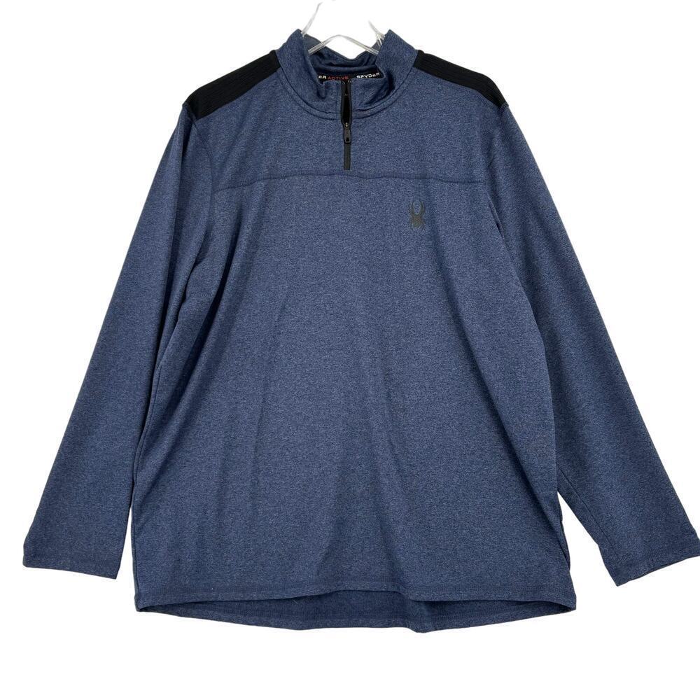 Spyder Active Quarter Zip Sweatshirt Mens Size L Blue Long Sleeve Pullover